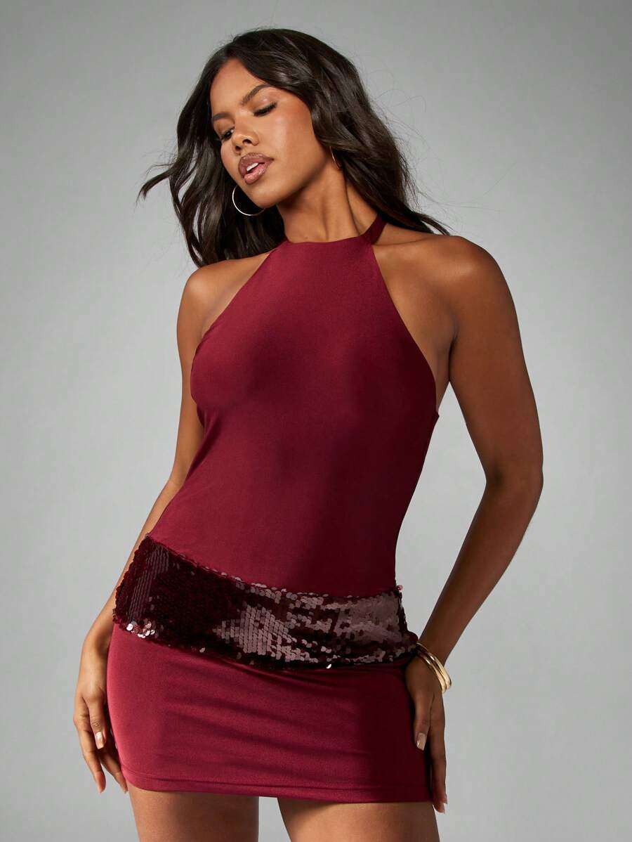 cocktail babydoll dress Sequin corset babydoll dress champagne | Trendy Dresses main image 0