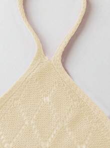 Chiquease 2025 New European & American Style Sexy Hollow-Out Halter Lace-Up Women Knit Top Knitted Sweater Clothes For University