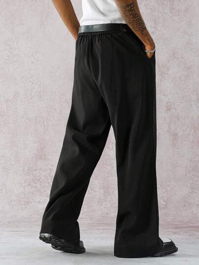 Prep Men's Fashionable College Casual Solid Color Flared Pants