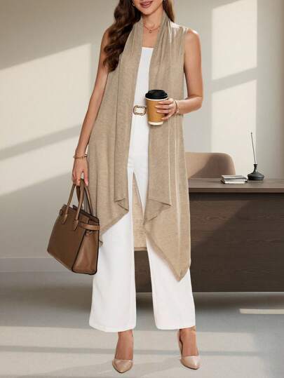 Editum Elegant Women's Vest-Style Cashmere Coat With Asymmetrical Hem Fall Women Clothes Fall Women Clothesfall/Winter Elegant Halloween New Year Spring Summer Elegant Vacation Casual Party Wedding  Formal