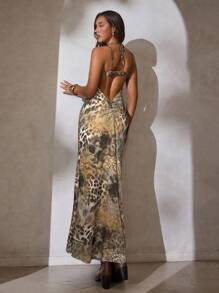 Aloruh Leopard Print Sexy Vacation 2 In 1 Dress - Multicolor - View 2