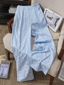 SHEIN Clasi Elegantes romantisches blaues Spitzenkleid aus Composite-Gewebe, entworfen für tägliche Fahrten, Dates, Einkaufen, Ausflüge und andere Anlässe, Frühling/Sommer - Blau - Übersicht 4