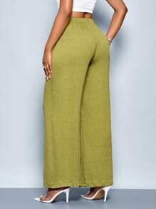 SOLERSUN Pantalon large élégant et pour femmes, en coloris unicolore, convenant pour les déplacements quotidiens - Jaune moutarde - Voir 2