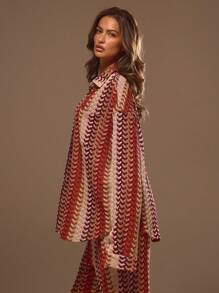 Musera Resort Áo kimono tay dài dáng rộng họa tiết, phong cách Boho Ibiza, dễ thương, gợi cảm, thích hợp cho kỳ nghỉ hè, đi biển, áo khoác ngoài, kẻ sọc, mùa thu, lễ hội, xuân. - Nhiều màu - Xem 3