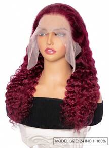 勃艮第蕾丝前假发真人发丝 180 密度深波浪假发 13*6 透明蕾丝前假发 适合女士 18-30 英寸 - SBUGA - 查看 3