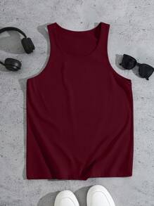 Manfinity Dauomo Men's Summer Casual Solid Color Slim Fit Tank Top - Burgundy - View 5