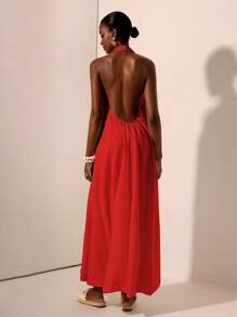 Zivah Lễ hội âm nhạc mới Xuân/Hè 2025, Lễ Phục sinh, Ngày Thánh Patrick, Phong cách phương Tây, Du mục, Tiệc sinh nhật, Tốt nghiệp, Phong cách đại học, Trang phục sinh viên, Thường ngày, Đa năng, Giải trí, Du lịch du thuyền, Bãi biển, Tắm nắng, Lan truyền, Thời trang đường phố, Khách dự tiệc cưới Boho, Đi làm, Ăn trưa, Sân bay, Váy maxi cổ chữ V sâu buộc dây họa tiết màu trắng, Váy maxi hở lưng - Đỏ - Xem 2