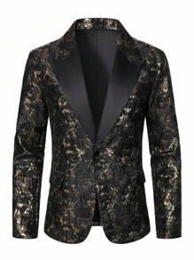 Manfinity AFTRDRK 男士提花中式领单排扣派对西装外套