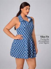 Flexra Plus Size Women Summer Casual Stretchy Elegant Denim Dress