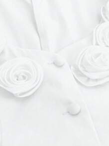 SHEIN LUNE Áo ba lỗ đơn hàng khuy họa tiết hoa 3D trơn màu dành cho nữ, thanh lịch - trắng - Xem 8