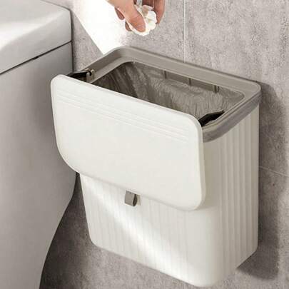 1pc, Wall Hanging Trash Can Household Living Room Kitchen Special Trash Can Hanging Trash Can Clamshell Kitchen Cabinet Door Hanging Trash Can Home Ba