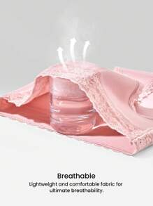 LUVLETTE Set de 3 chiloți simpli din bumbac, cu talie medie, cu dantelă și imprimeu floral din dantelă