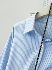 INAWLY Camisa de manga larga a rayas para uso casual/oficina de mujeres