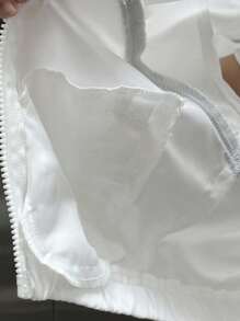 SHEIN Young Girl Woven Loose Casual Jacket Fashion Edgy Luxury White Zip Up Jacket Autumn Winter For Women - White - View 6