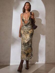 Aloruh Leopard Print Sexy Vacation 2 In 1 Dress - Multicolor - View 5