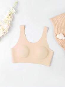 New Plus Size Sleeveless Wireless Breathable Seamless Bralette, Anti-Sag - Apricot - View 4