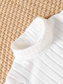 SHEIN 3件套幼儿立领罗纹长袖上衣，黑色、白色、灰色，适合春秋季休闲装、外出、旅行、聚会 - 彩色 - 查看 4