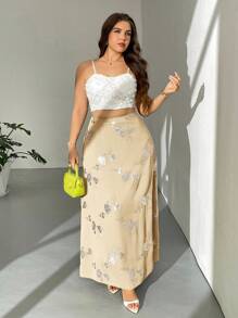 Firerie Damen Große Größen Lässiger, vielseitiger A-Linien Rock für den täglichen Gebrauch - Gelb - Übersicht 4