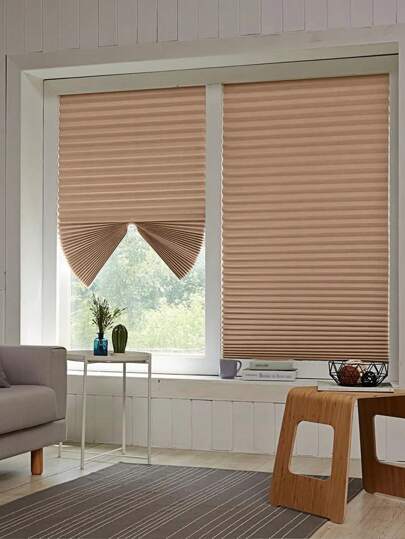 1 pieza Persianas plisadas de tela con filtro de luz, sin herramientas, de tamaño ajustable, persianas temporales para ventanas, sin taladrar, autoadhesivas, fáciles de cortar e instalar, recortar en casa