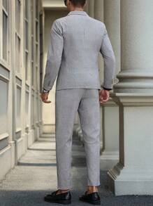 Calvornis Bộ quần áo vest kẻ caro ve đơn cài khuy đơn giản cho nam, phù hợp để mặc đi làm, đi chơi và mặc hàng ngày - Nhiều màu - Xem 2