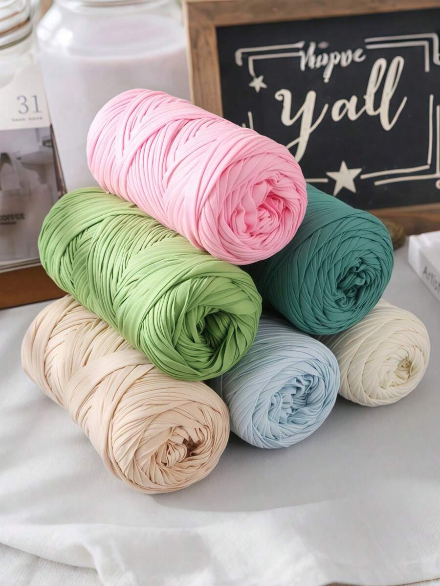 Elastic Cloth Strips, Woven Fabric Knitted Yarn, For Hand Crochet And Woven Bags, Storage Baskets, Cushions, Dolls, Slippers, Handicraft Crochet Projects - Multicolor - View 1