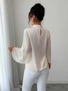 Selianne Áo cánh satin Pháp thanh lịch & satin Splice dành cho nữ - Màu be - Xem 2