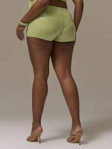 MUSERA Plus Size Sequin Micro Mini Shorts Vakantie Schattige Vakantie Romantische Schattige Zomeroutfits Sexy Club Ibiza Curve