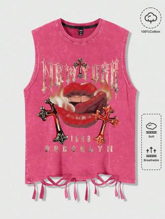Street Life Vestimenta de verano para hombre con estampado de retrato de graffiti divertido, copo de nieve lavado