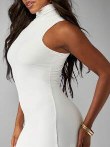 MISSGUIDED 无袖高领紧身迷你连衣裙优雅晚间俱乐部派对修身夜间外出冬季节日庆祝修身款