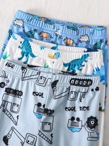 6pcs/Set Young Boy Dinosaur & Car Print Snug Fit Short Sleeve Top And Long Pants Pajama Set Boy Pajama Sets Back To School Fashion