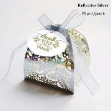 25 piezas/paquete Caja de caramelos de rosa con etiqueta de agradecimiento, caja de empaque de chocolate cortada con láser, ideal para boda, Día de San Valentín, cumpleaños, fiesta, decoración de regalo, Navidad, decoraciones, suministros