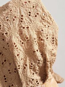 Bohemela 波西米亚风休闲度假风格复古印花纯色拼布刺绣灯笼袖圆领女式 T 恤 - 黃色 - 查看 8