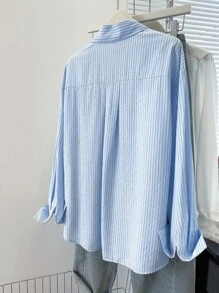 INAWLY Camisa de manga larga a rayas para uso casual/oficina de mujeres