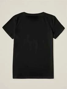 EMERY ROSE Áo thun tay ngắn mặt ma Halloween cổ điển thập niên 90, áo thun phim kinh dị, áo thun mặt ma vui nhộn, áo thun tay ngắn cổ tròn đơn giản màu trơn cỡ lớn, trang phục thường ngày, áo thun Halloween, quần áo nữ - màu đen - Xem 2