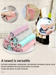 10/20pcs Kitchen Towels And Dishcloths Rag Set 9.4in*5.5in Small Dish Towels For Washing Dishes Dish Rags For Everyday Cooking Baking-Random Color - Multicolor - View 2