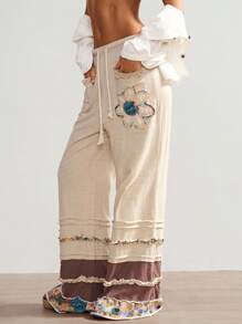 Bohemela BOHO Vacation Casual Knit Patchwork Loose Women's Pants