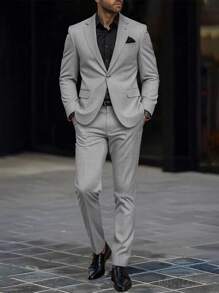 Calvornis Bộ quần áo vest kẻ caro ve đơn cài khuy đơn giản cho nam, phù hợp để mặc đi làm, đi chơi và mặc hàng ngày - Nhiều màu - Xem 5