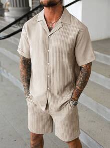 Manfinity Homme Men's Mature Vacation Casual Shirt Set And Shorts