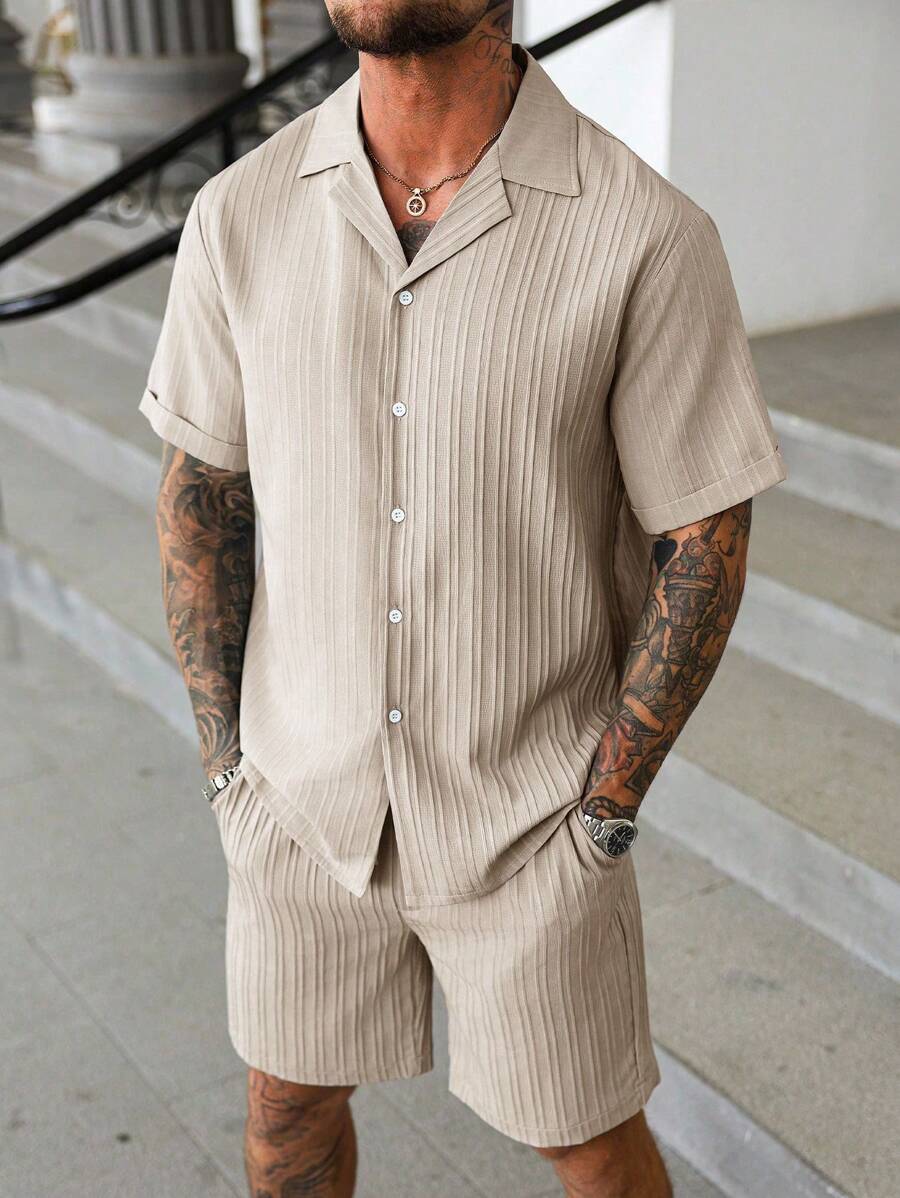 Manfinity Homme Men's Mature Vacation Casual Shirt Set And Shorts