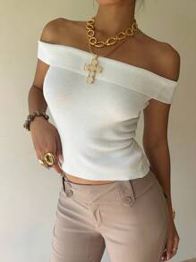 Siren Gaze New Off Shoulder Knit Top, Commuting & Casual All-Match Versatile Off The Shoulder Crop Top Tube Top,Y2K Top Summer White