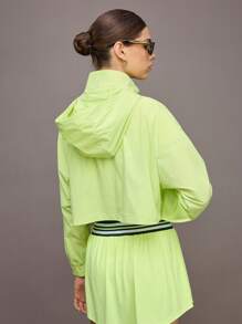 Activina Buchstaben-Muster Reißverschluss Kurze Lose Passform Langarm Sportjacke