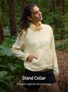 In My Nature 户外休闲百搭简约长袖女士防晒夹克外套女士女士徒步夹克 - 黃色 - 查看 3