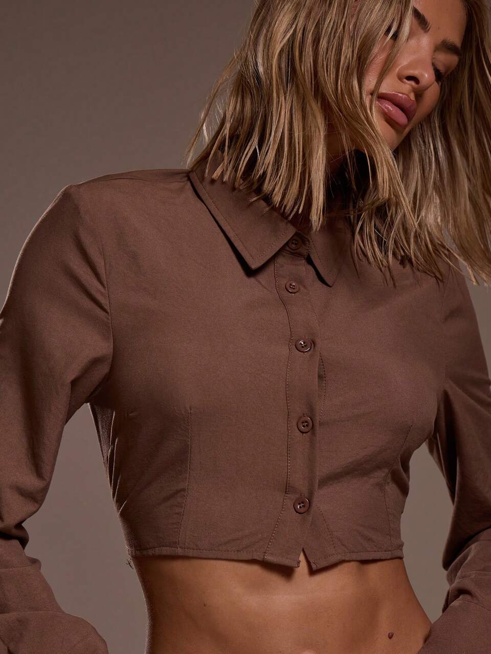 Cropped Elasticated Back Button Down Shirt Ibiza Fits Holiday Vacation Sexy Beach Romantic Elegant Occasion Birthday Boho Elegant Spring Summer