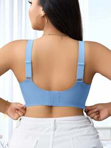 NudeFit Áo ngực không dây họa tiết thạch liền mạch cỡ lớn dành cho nữ, hỗ trợ mềm mại, có đệm nâng ngực - Màu xanh lam - Xem 7