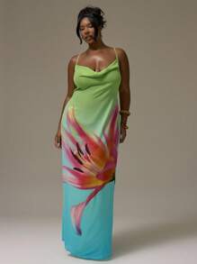 MUSERA Đầm maxi dài xếp ly, dây mảnh, in hoa, thích hợp cho mùa xuân hè, kỳ nghỉ, lễ tốt nghiệp, gợi cảm, dễ thương, thanh lịch, đi biển, dự tiệc, đám cưới. - Màu xanh lam - Xem 5