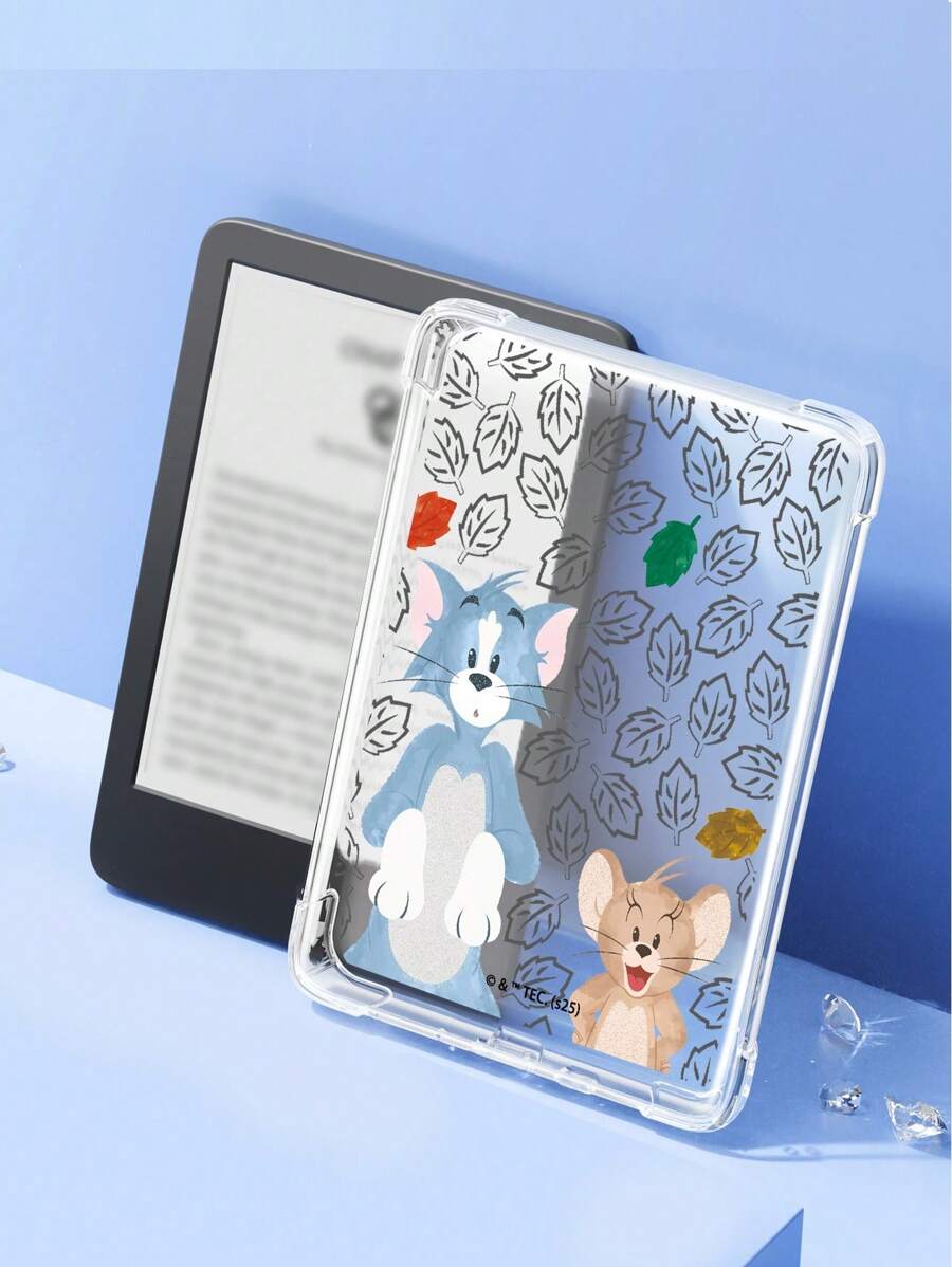 TOM & JERRY X SHEIN 时尚可爱的卡通老鼠和猫印花透明垫套