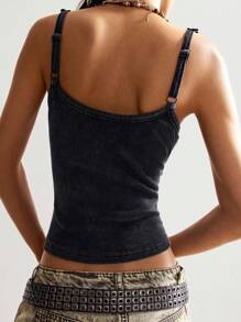 Bohemela 女士休闲纯色针织 V 领修身吊带背心铆钉背心 女士背心