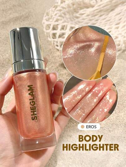 SHEGLAM Sunkissed Body Highlighter-Eros Liquid Highlighter Liquid Shimmer Long Wear Brightening Glow Body Highlighter Brand Beauty Makeup Face Paint Cosmetic For Women Girls Perfect For Winter Ideal For Y2K Fancy Fashion Suitable For Birthday Gift Party Ready Best Color