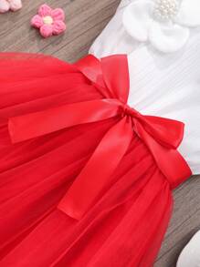 Elladie kids 女童3D花卉网眼无袖圆领休闲夏装