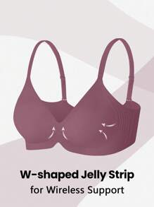 1 件女士加大码果冻柔软支撑无钢圈文胸 - 中紫紅色 - 查看 6